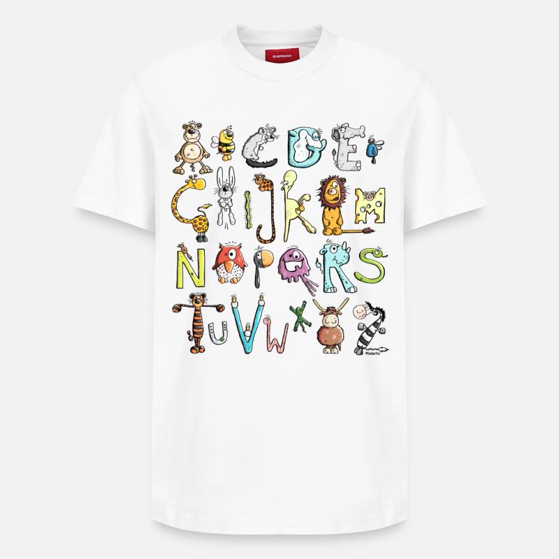 Buntes Tier Alphabet - ABC - Relaxed Unisex Supima Cotton T-Shirt – von SPREAD - Weiß
