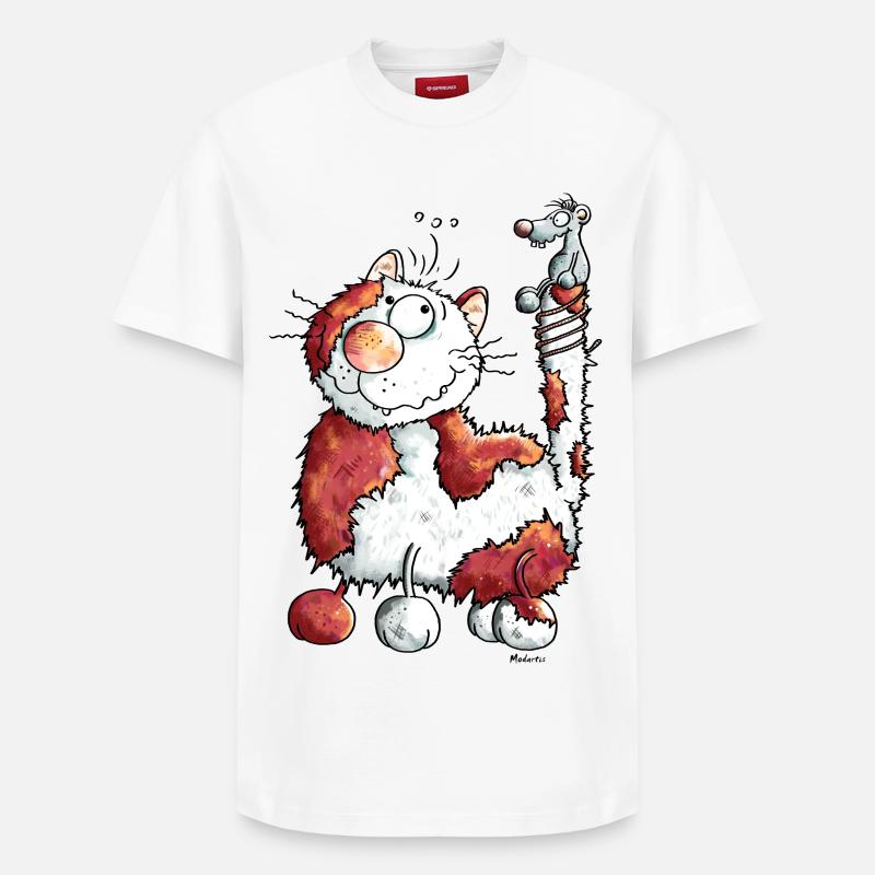 Fröhliche Katze - Katzen - Relaxed Unisex Supima Cotton T-Shirt – von SPREAD - Weiß
