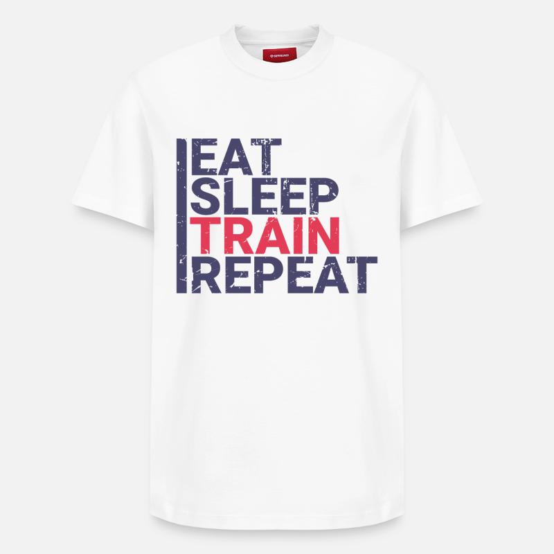 Eat Sleep Train Repeat - Relaxed Unisex Supima Cotton T-Shirt – von SPREAD - Weiß
