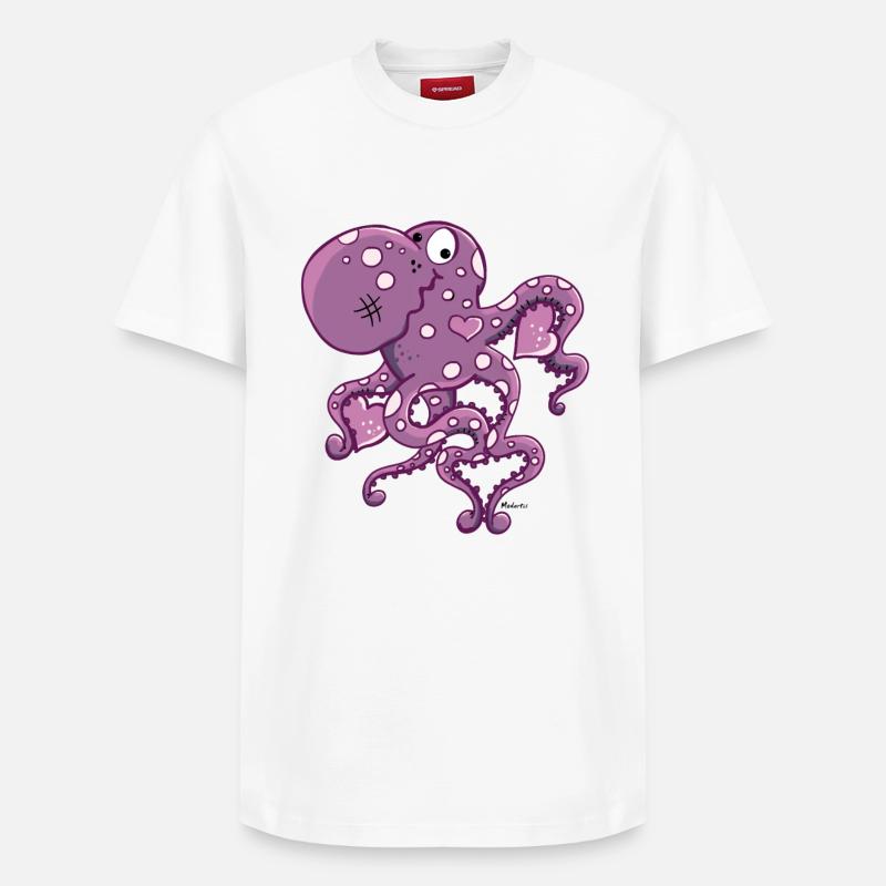 Amorous Octopus - Relaxed Unisex Supima Cotton T-Shirt – by SPREAD - white