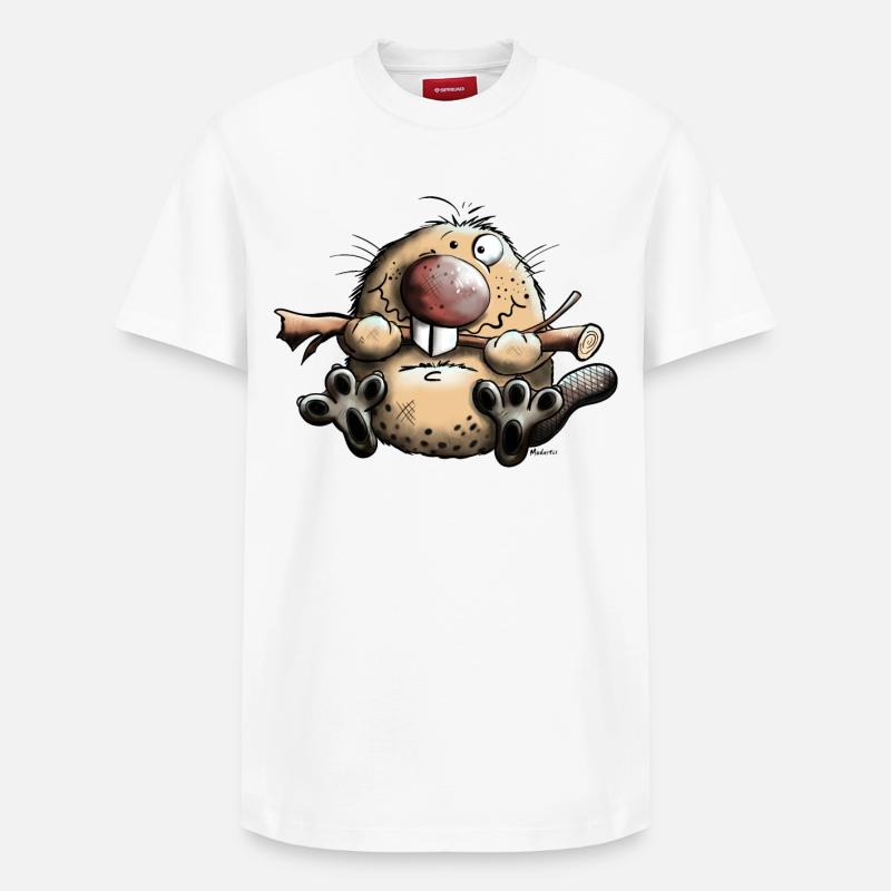 Drôle Castor - T-shirt unisexe décontracté en coton Supima – de SPREAD - blanc