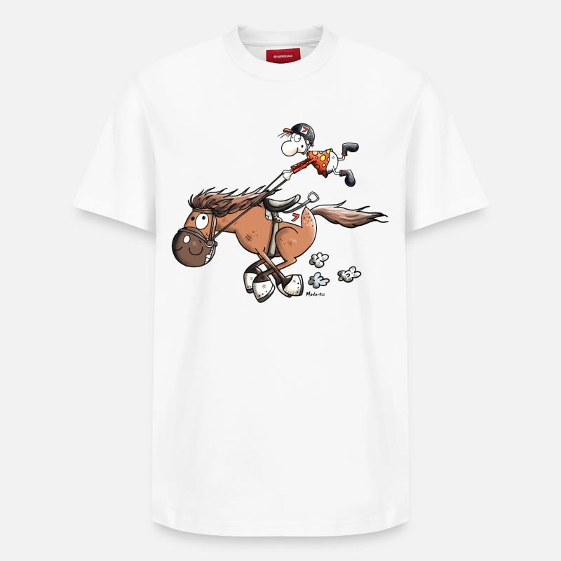 Rasendes Rennpferd - Relaxed Unisex Supima Cotton T-Shirt – von SPREAD - Weiß
