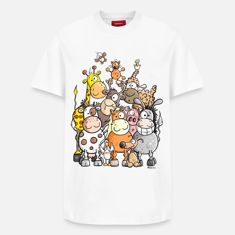 Mega Tierhaufen - Relaxed Unisex Supima Cotton T-Shirt – von SPREAD - Weiß