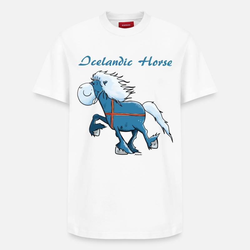 Cheval Islandais Heureux - T-shirt unisexe décontracté en coton Supima – de SPREAD - blanc