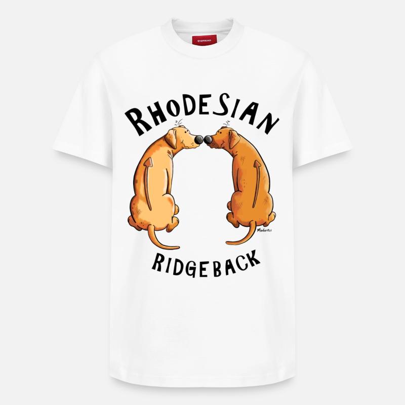 Heureux Rhodesian Ridgeback - T-shirt unisexe décontracté en coton Supima – de SPREAD - blanc