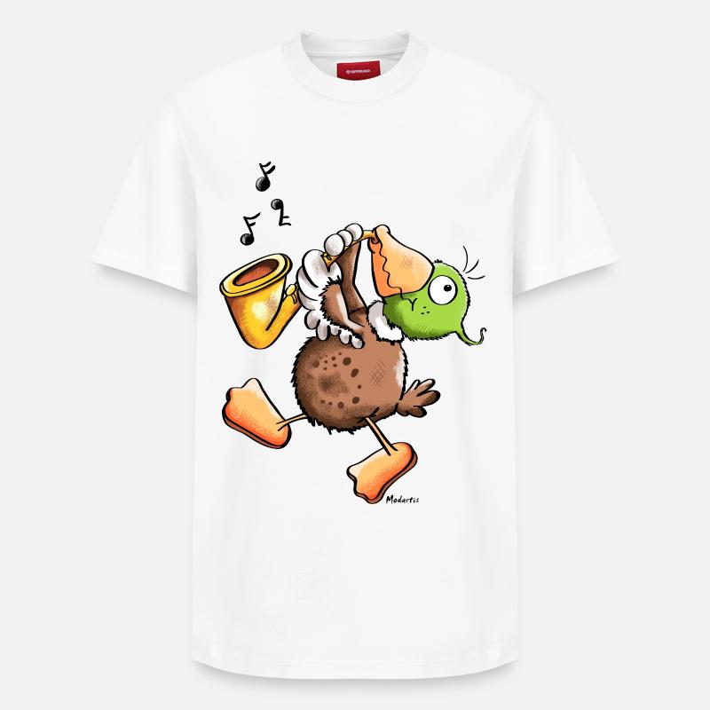 Drôle canard avec instrument - T-shirt unisexe décontracté en coton Supima – de SPREAD - blanc