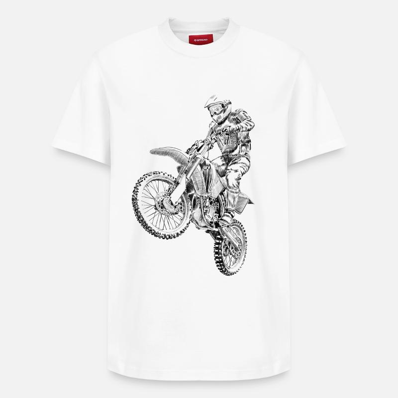 motocross - T-shirt unisexe décontracté en coton Supima – de SPREAD - blanc
