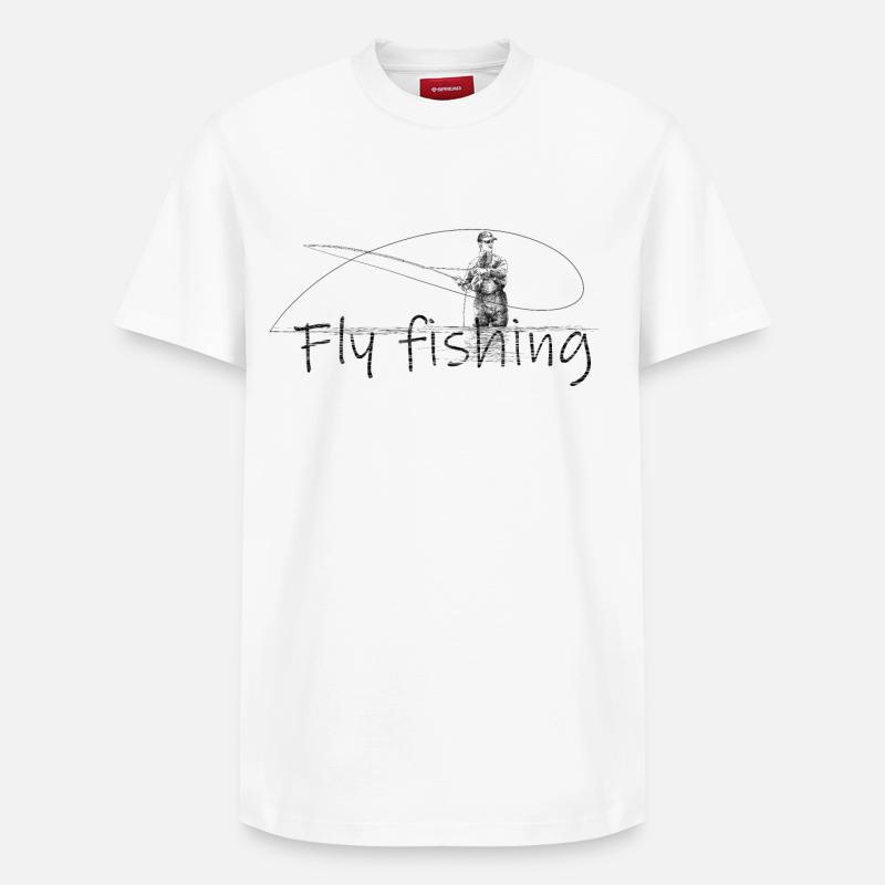 Fly fishing - T-shirt unisexe décontracté en coton Supima – de SPREAD - blanc
