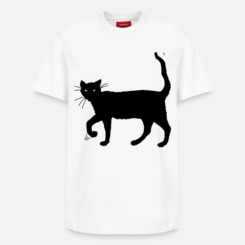 Chat noir - T-shirt unisexe décontracté en coton Supima – de SPREAD - blanc