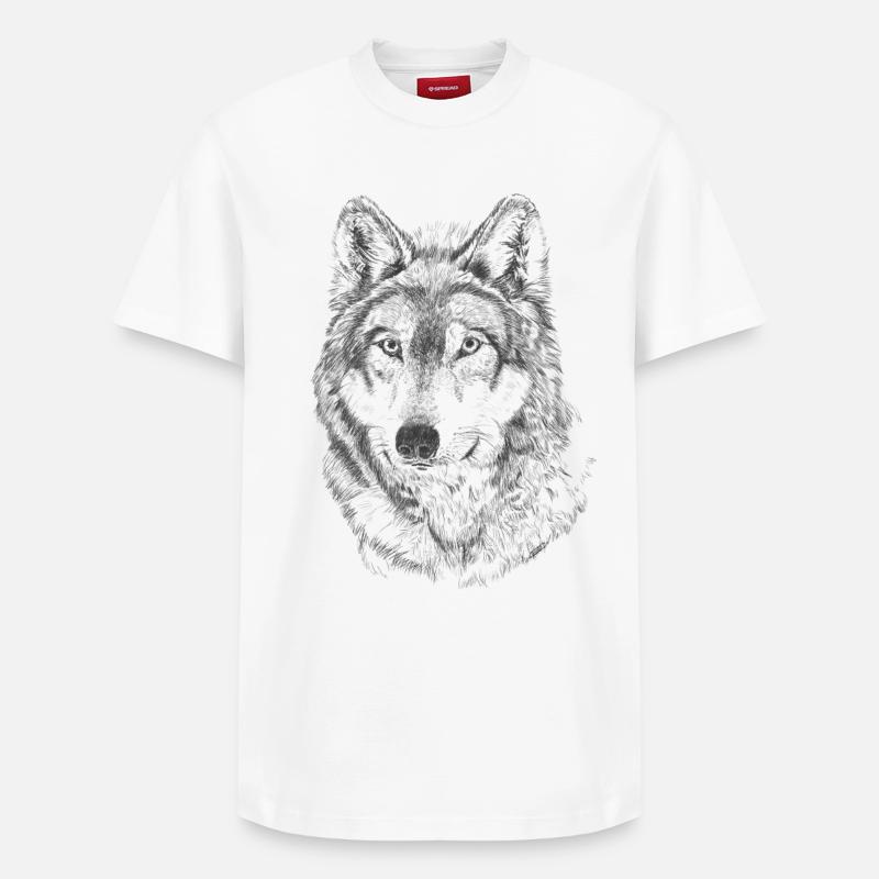 Wolf - Relaxed Unisex Supima Cotton T-Shirt – von SPREAD - Weiß