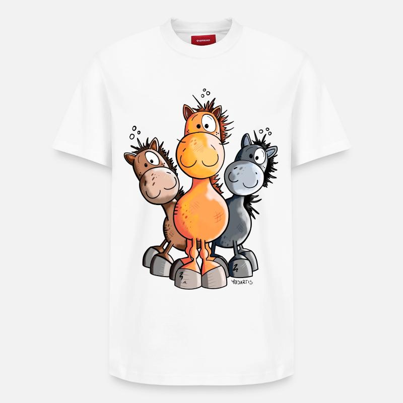 Süßes Pferde Trio - Relaxed Unisex Supima Cotton T-Shirt – von SPREAD - Weiß