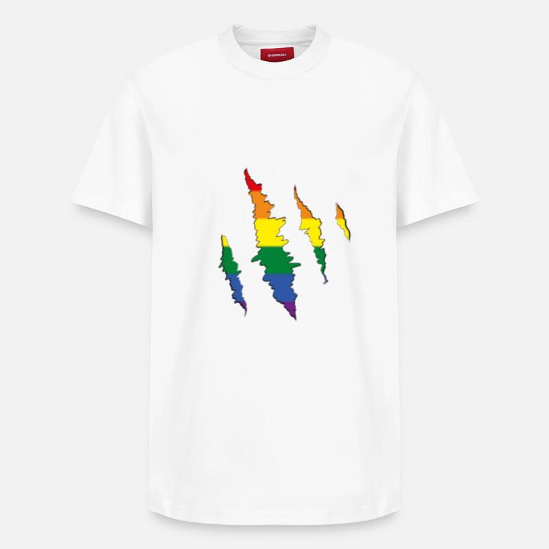 Rainbow Claw Scratch Trace - Relaxed Unisex Supima Cotton T-Shirt – by SPREAD - white
