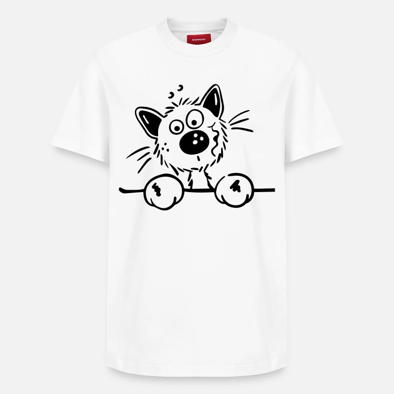 Neugierige Katze - Relaxed Unisex Supima Cotton T-Shirt – von SPREAD - Weiß