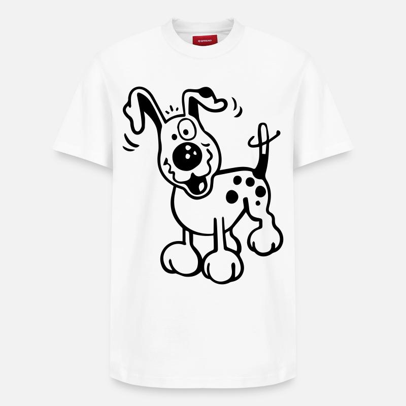 Chien heureux - T-shirt unisexe décontracté en coton Supima – de SPREAD - blanc