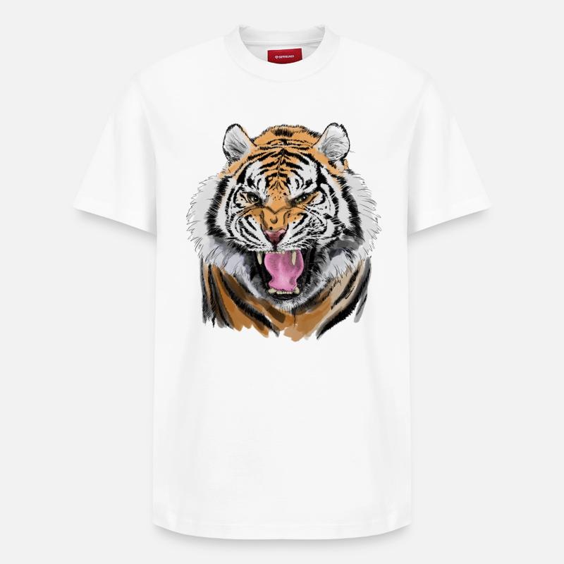 tiger - T-shirt unisexe décontracté en coton Supima – de SPREAD - blanc