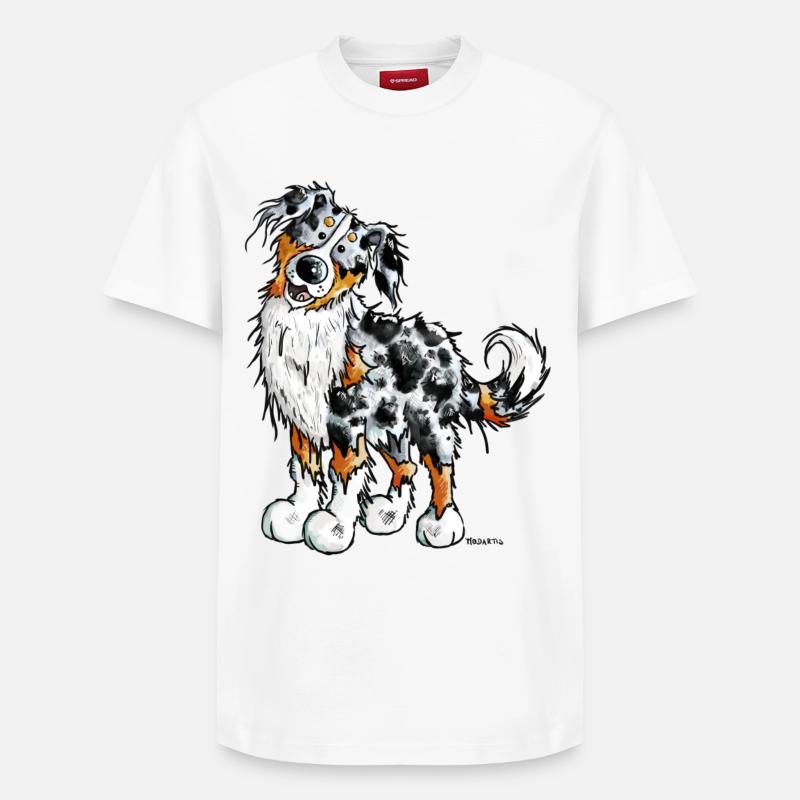 Witziger Australian Shepherd - Relaxed Unisex Supima Cotton T-Shirt – von SPREAD - Weiß