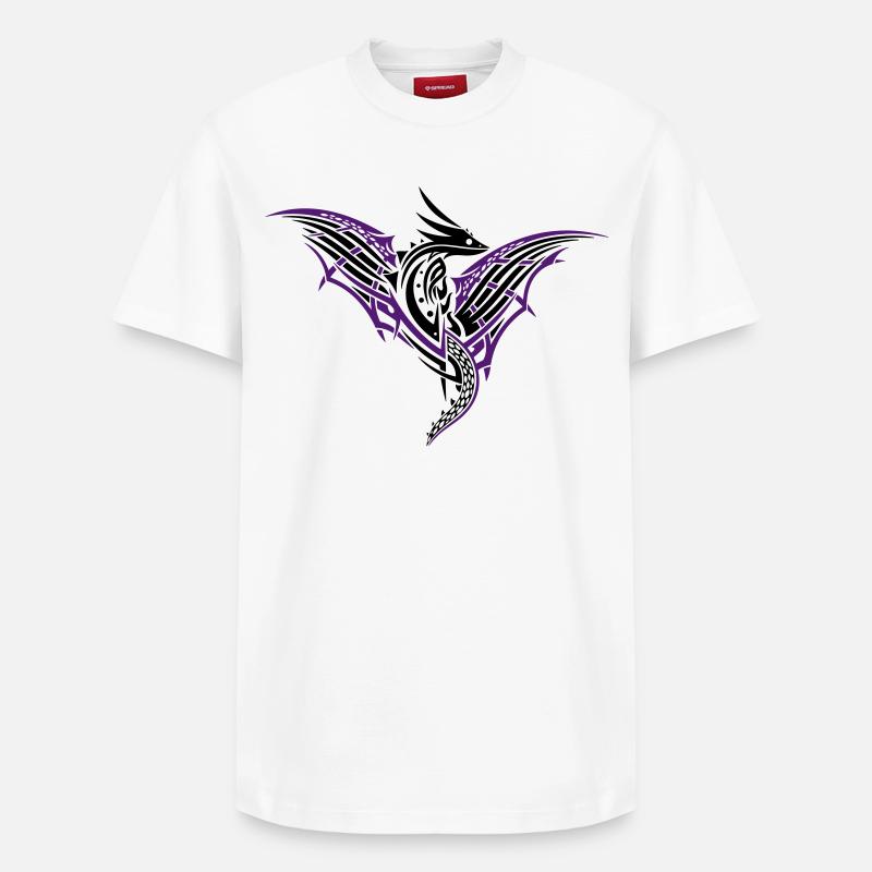 Drache mit Flügeln, dragon wings - T-shirt unisexe décontracté en coton Supima – de SPREAD - blanc