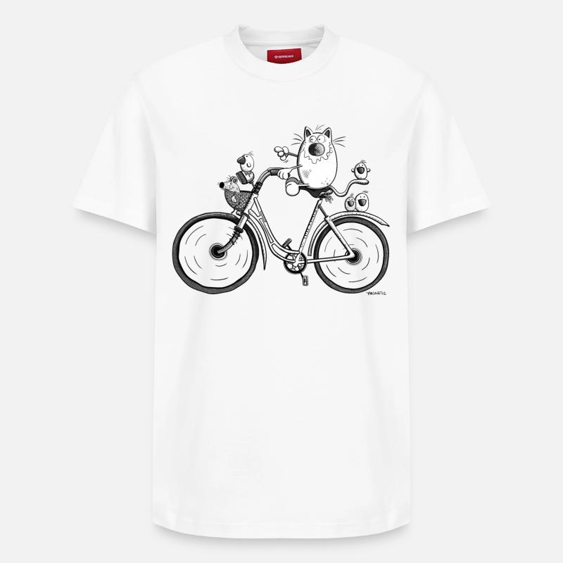 Chat et vélo - T-shirt unisexe décontracté en coton Supima – de SPREAD - blanc