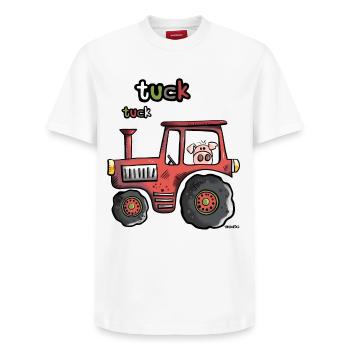 Farmer Pig - Relaxed Unisex Supima Cotton T-Shirt – by SPREAD - white - Front - AI Model Female 172 dark (172cm) & AI Model Male 185 dark (185cm)
