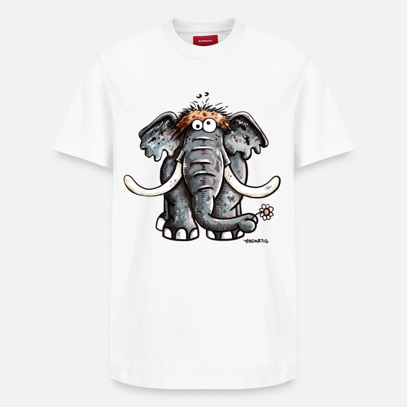 Éléphant avec fleur - T-shirt unisexe décontracté en coton Supima – de SPREAD - blanc