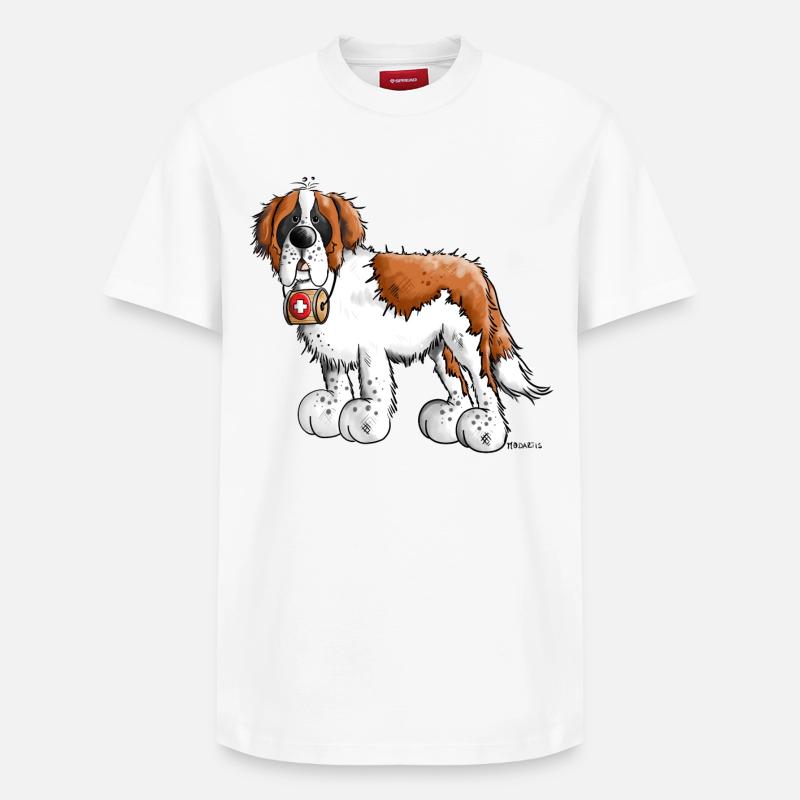 Saint Bernard - T-shirt unisexe décontracté en coton Supima – de SPREAD - blanc