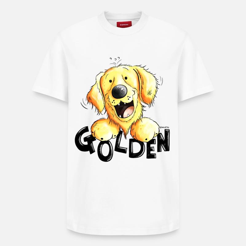 Golden Retriever - T-shirt unisexe décontracté en coton Supima – de SPREAD - blanc