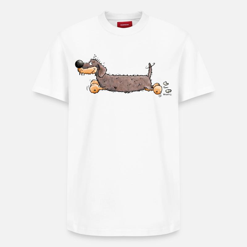 Drôle Dachshund - T-shirt unisexe décontracté en coton Supima – de SPREAD - blanc