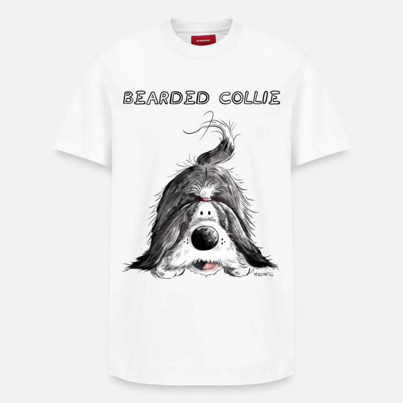 Bearded Collie - T-shirt unisexe décontracté en coton Supima – de SPREAD - blanc