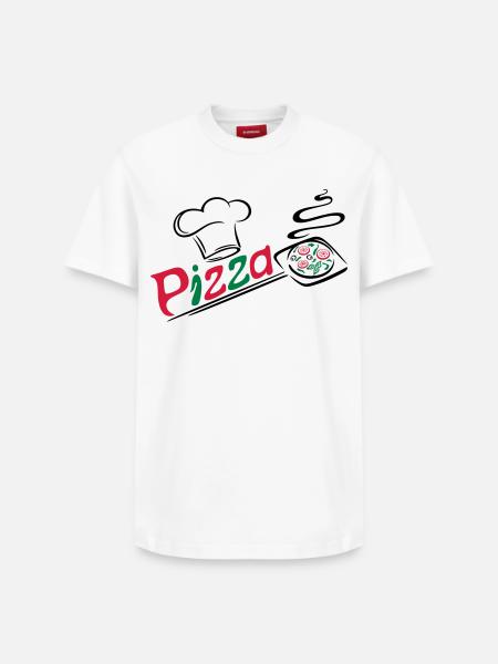 Pizza baker with cooking cap - Relaxed Unisex Supima Cotton T-Shirt – by SPREAD - white