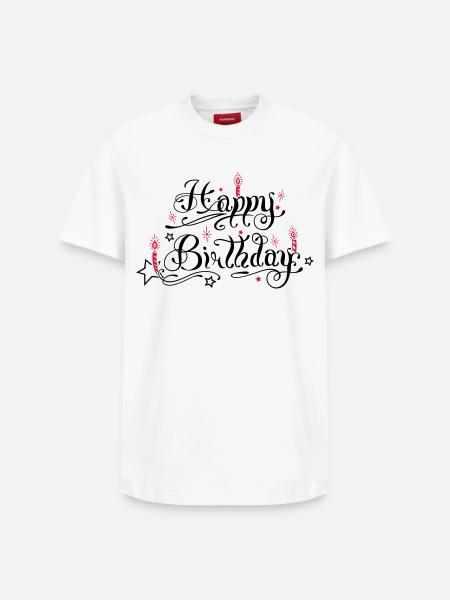 Happy birthday lettering with candles. - Relaxed Unisex Supima Cotton T-Shirt – by SPREAD - white