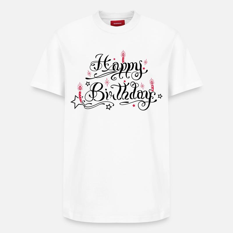 Joyeux anniversaire avec des bougies - T-shirt unisexe décontracté en coton Supima – de SPREAD - blanc