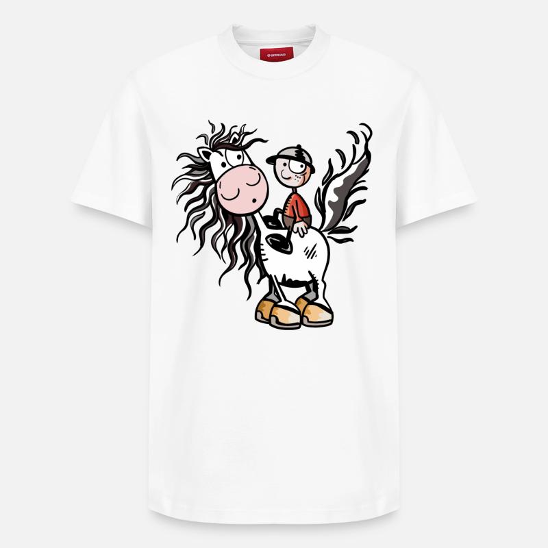 Junge aufm Pferdchen - Relaxed Unisex Supima Cotton T-Shirt – von SPREAD - Weiß