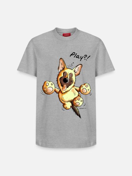 German Shepherd Play - Dog - Dogs - Gift - Relaxed Unisex Supima Cotton T-Shirt – by SPREAD - white
