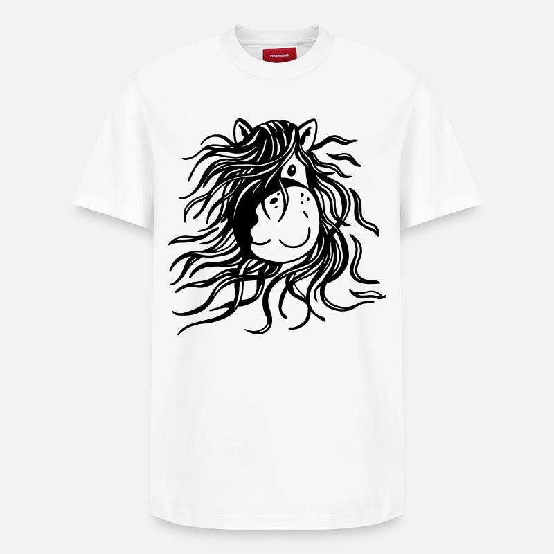 Pferd mit dicker Mähne - Pferde - Comic - Relaxed Unisex Supima Cotton T-Shirt – von SPREAD - Weiß