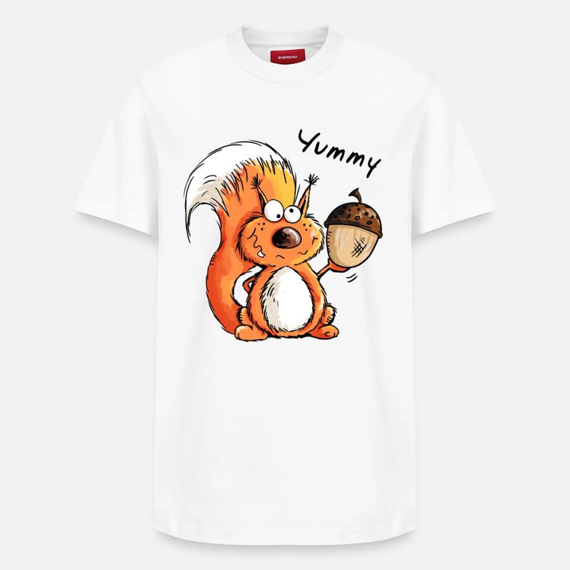 Yummy Eichhörnchen - Tier - Tiere - Comic - Relaxed Unisex Supima Cotton T-Shirt – von SPREAD - Weiß