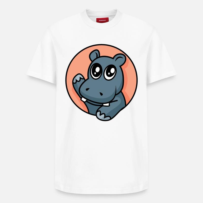 Hippopotame drôle - conception - T-shirt unisexe décontracté en coton Supima – de SPREAD - blanc