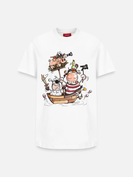 Funny farm pirates - pirate - buccaneers - Relaxed Unisex Supima Cotton T-Shirt – by SPREAD - white
