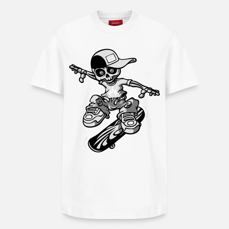 squellette skateur - T-shirt unisexe décontracté en coton Supima – de SPREAD - blanc
