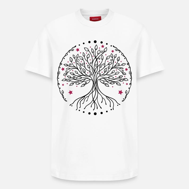 Lebensbaum Yoga - Relaxed Unisex Supima Cotton T-Shirt – von SPREAD - Weiß