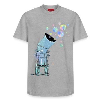Télescope spatial avec des bulles de savon colorées - T-shirt unisexe décontracté en coton Supima – de SPREAD - blanc - Devant - AI Model Female 172 dark (172cm) & AI Model Male 185 dark (185cm)