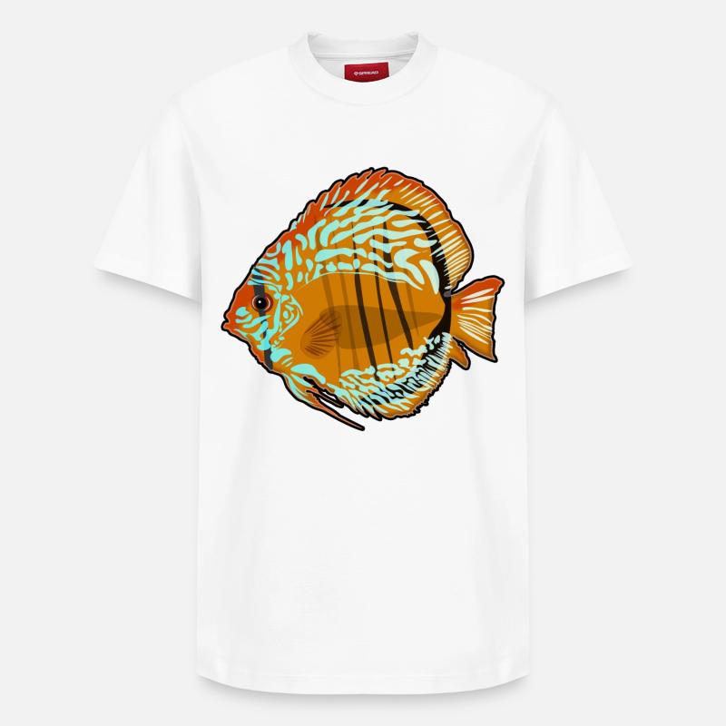 Diskusfisch Aquarium Zeichnung - Relaxed Unisex Supima Cotton T-Shirt – von SPREAD - Weiß