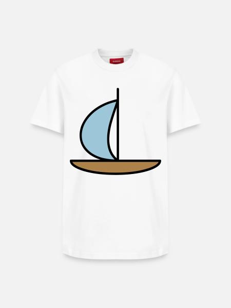 Sailboat - Relaxed Unisex Supima Cotton T-Shirt – by SPREAD - white