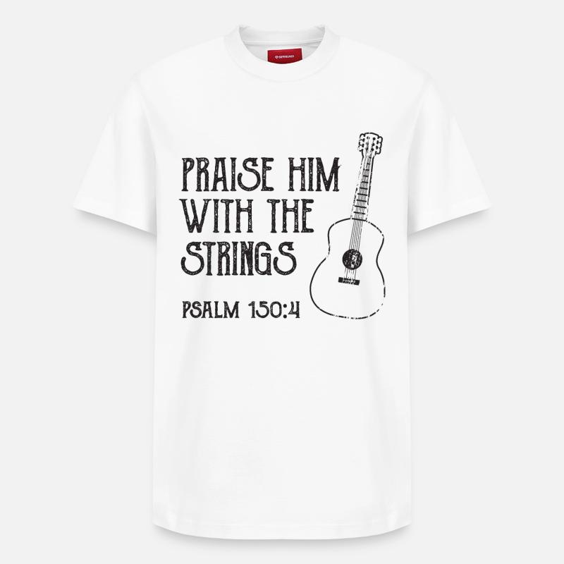 Guitariste disant - T-shirt unisexe décontracté en coton Supima – de SPREAD - blanc