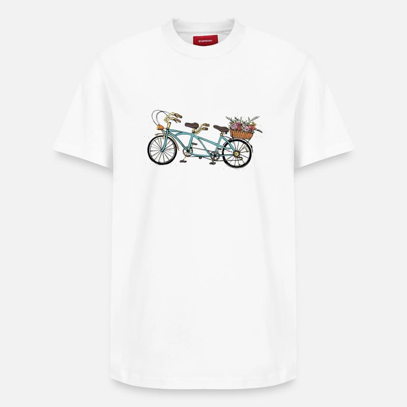 Blumen Tandem - Relaxed Unisex Supima Cotton T-Shirt – von SPREAD - Weiß