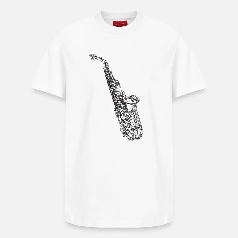Saxophonist - Relaxed Unisex Supima Cotton T-Shirt – von SPREAD - Weiß