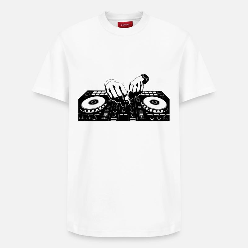 Disc-jockey - T-shirt unisexe décontracté en coton Supima – de SPREAD - blanc