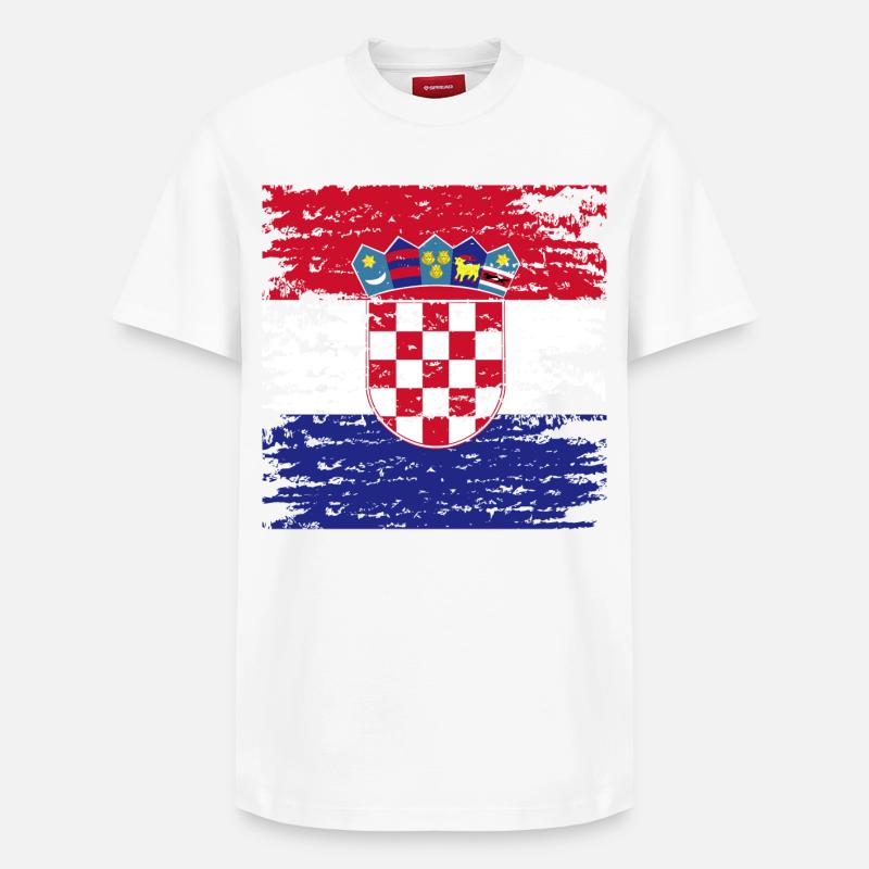 Drapeau Croate Authentique Écusson - T-shirt unisexe décontracté en coton Supima – de SPREAD - blanc