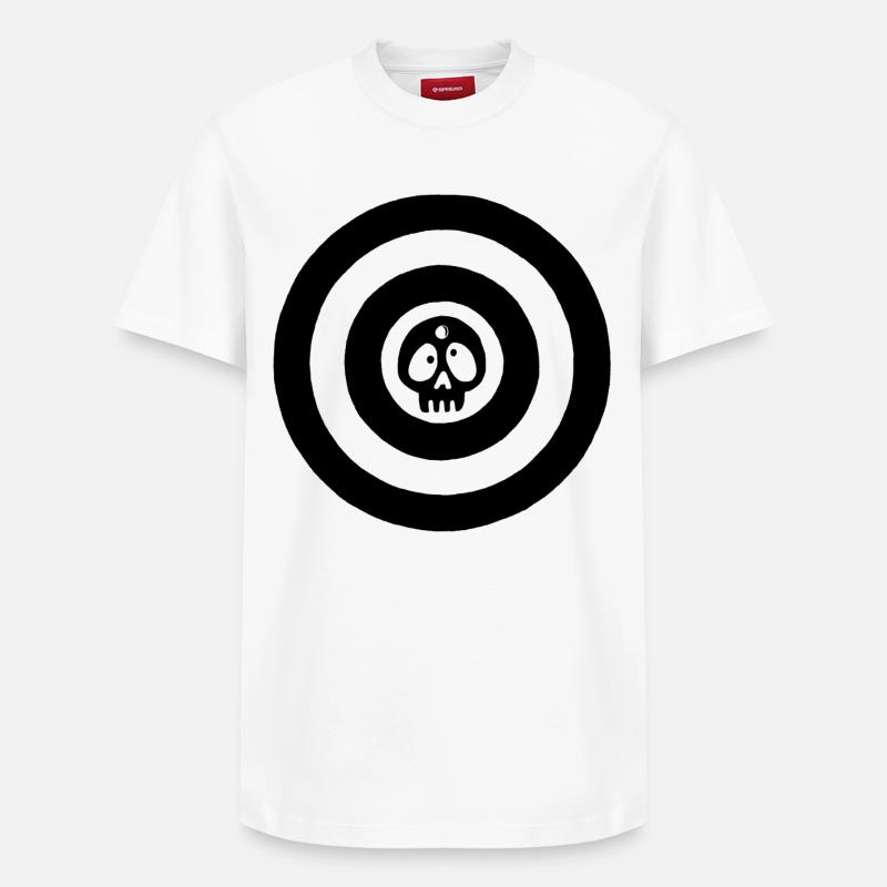 Schwarzer Zielschädel - Relaxed Unisex Supima Cotton T-Shirt – von SPREAD - Weiß