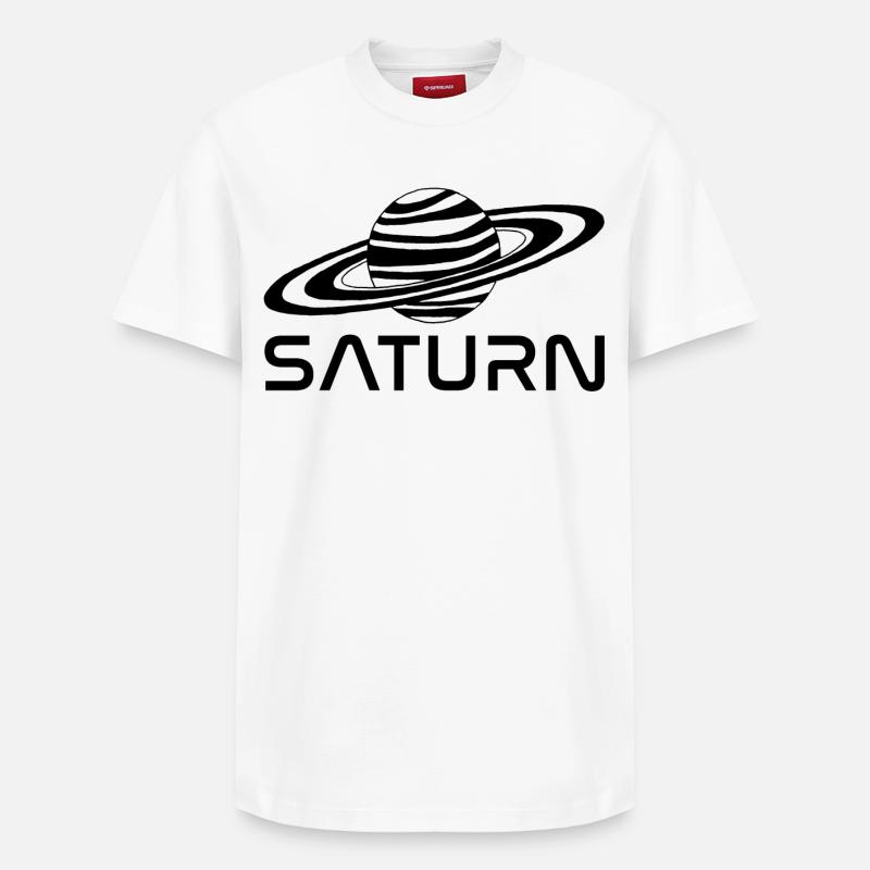 Planète saturne noire - T-shirt unisexe décontracté en coton Supima – de SPREAD - blanc