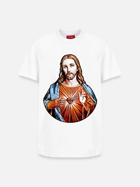 Jesus Kristus * Jesus Kristus NAZARETH Frelser - Unisex T-shirt i Supima-bomuld med afslappet pasform – fra SPREAD - hvid